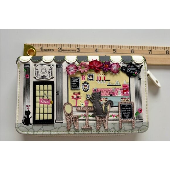 Vendula London The Biscuit Shop Zippered Wallet Cat Tea Coffee Vegan Leather - Picture 8 of 9